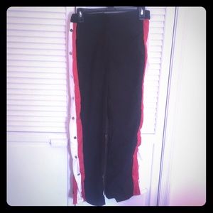 Warmup pants tear away sides